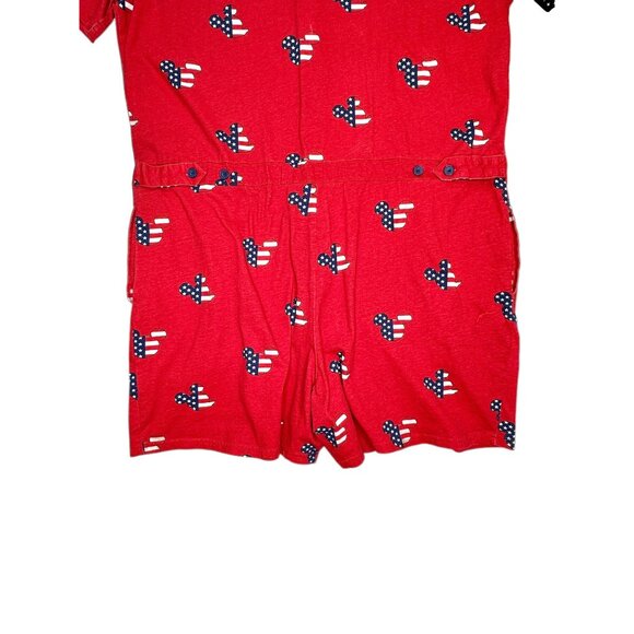 Disney Red Mickey Mouse Patriotic Print Button-Up Romper XL 100% Cotton - Picture 9 of 15